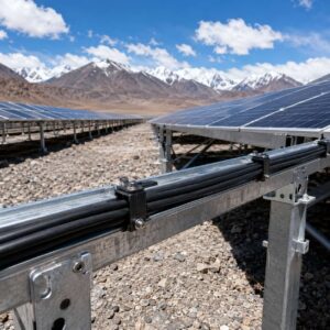 Black plateau region cable installed at a high-altitude photovoltaic power station