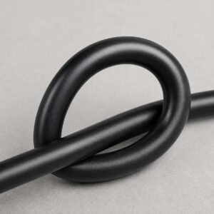 Close-up of flexible black polyurethane jacket on field special cable