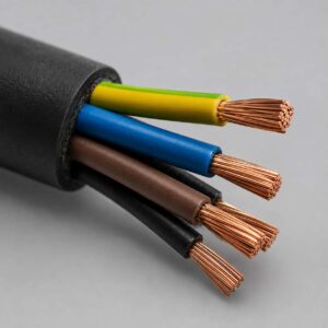 Stripped end of plateau region cable showing multiple insulated copper cores