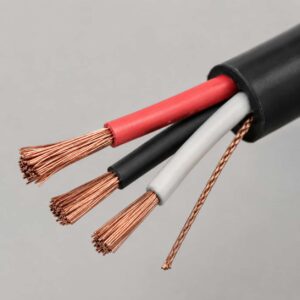 Stripped end of UV-resistant cable showing optional monitor core braid