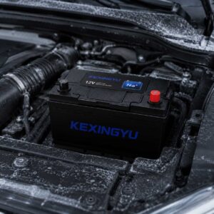 KEXINGYU sodium-ion car battery installed in vehicle engine bay in snow