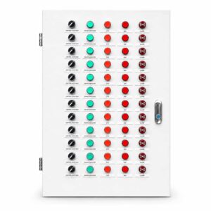 Front view of KEXINGYU terminal box with multiple rows of selector switches, pushbuttons and indicator lamps