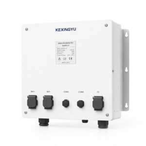 KEXINGYU three-phase hybrid inverter shown with multiple battery cluster capacity configurations