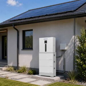 KEXINGYU three-phase hybrid inverter installed outdoors with solar panels
