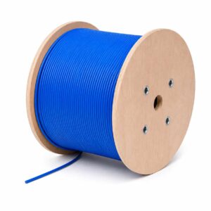 Cat 6 shielded Ethernet cable wound on an industrial reel for structured cabling project supply