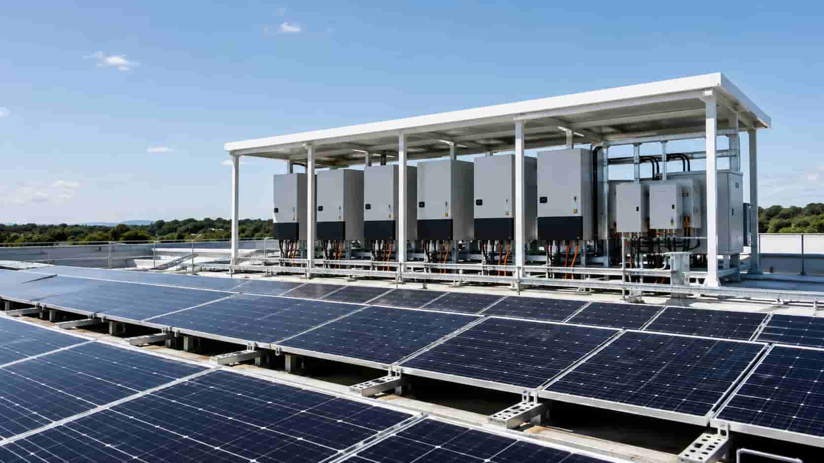 Modern commercial solar inverter used for PV array capacity and DC-to-AC ratio planning