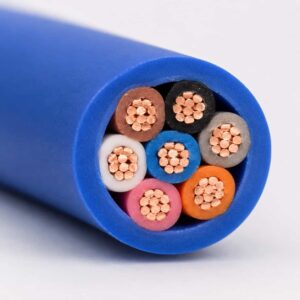 FLRY11Y automotive wire cross-section showing conductor and PVC insulation