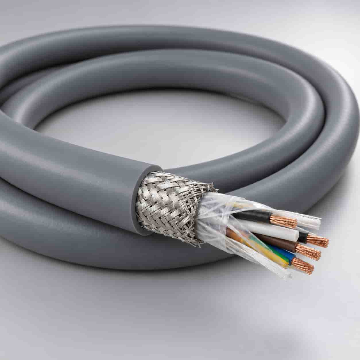 ANRBT900DP-SP robot composite cable with shielded braid and grey TPU sheath