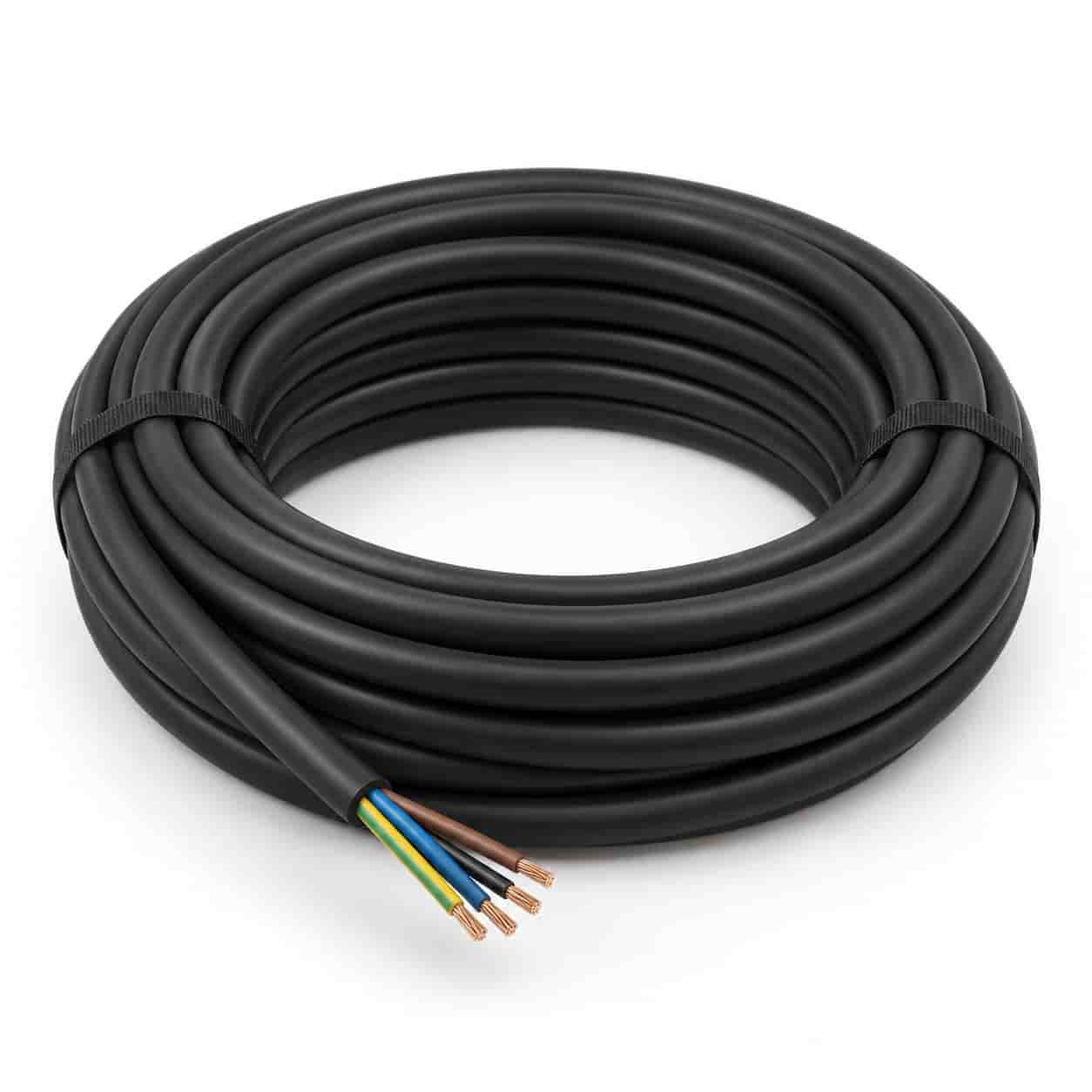 Black fire-resistant flexible control cable coil
