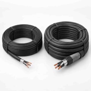 Full coil of black LSZH fire-resistant screened instrumentation cable