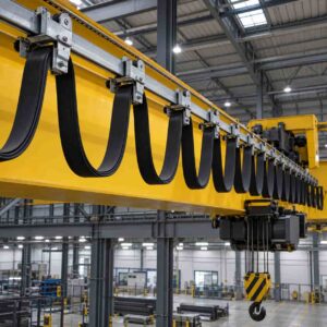 Flat festoon cable installed on crane hoist trolley system