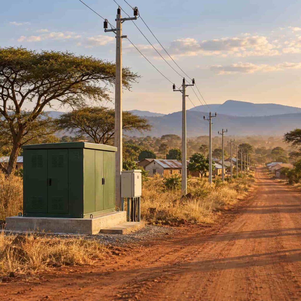 New medium-voltage distribution line and compact substation serving a rural African village