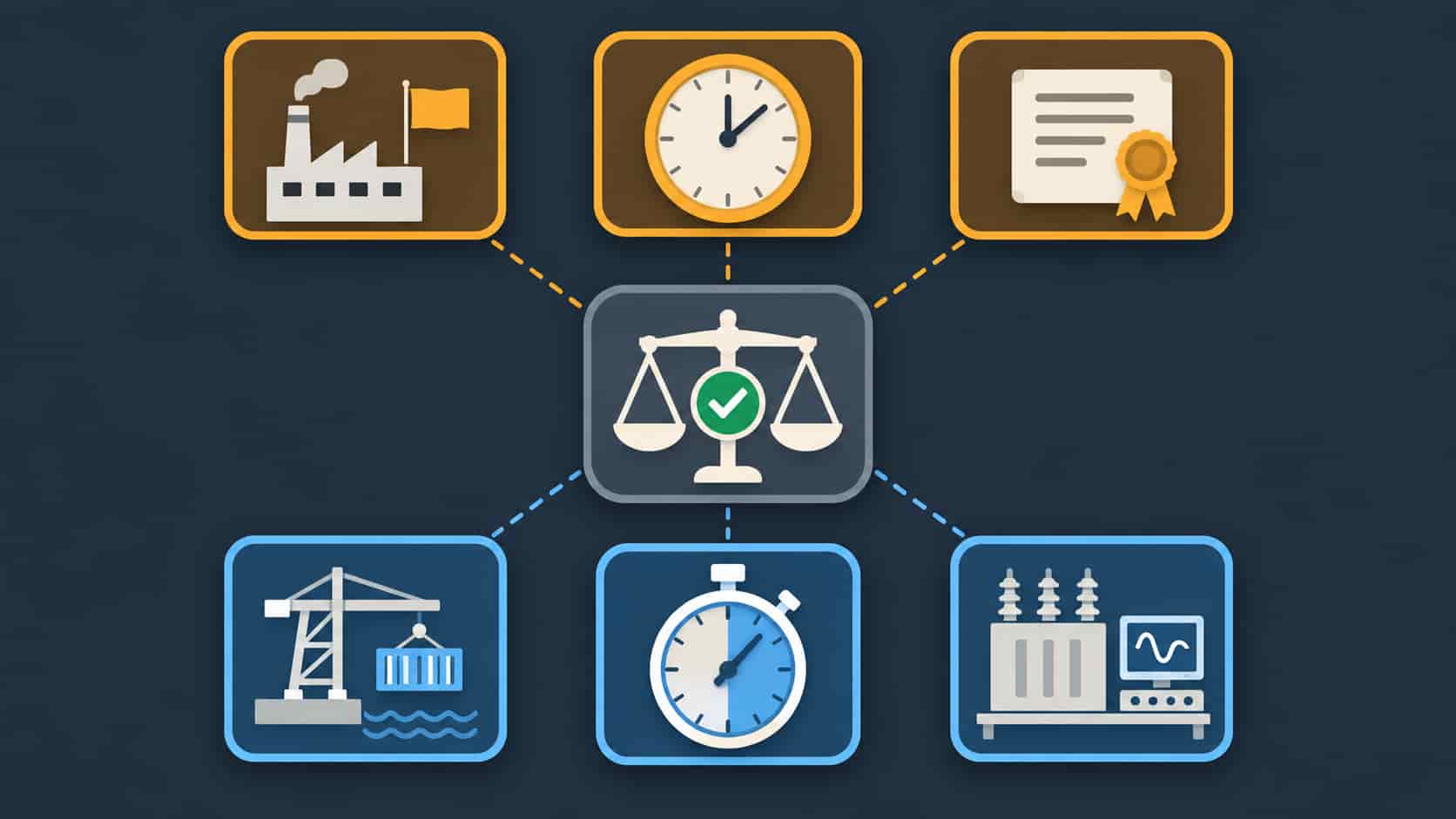 Flat infographic of EPC sourcing decision factors comparing local and China routes across price, lead time and quality