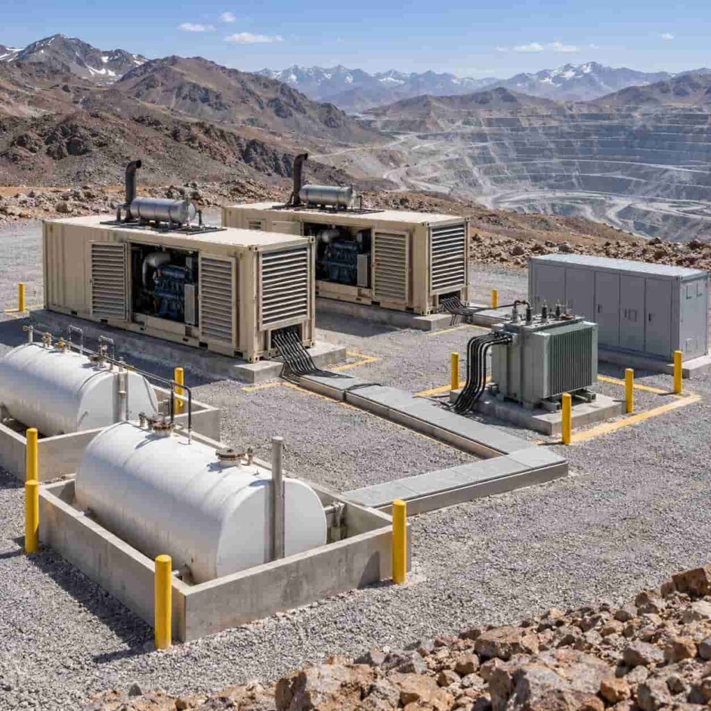 Containerised generator and transformer power package serving a remote mining site