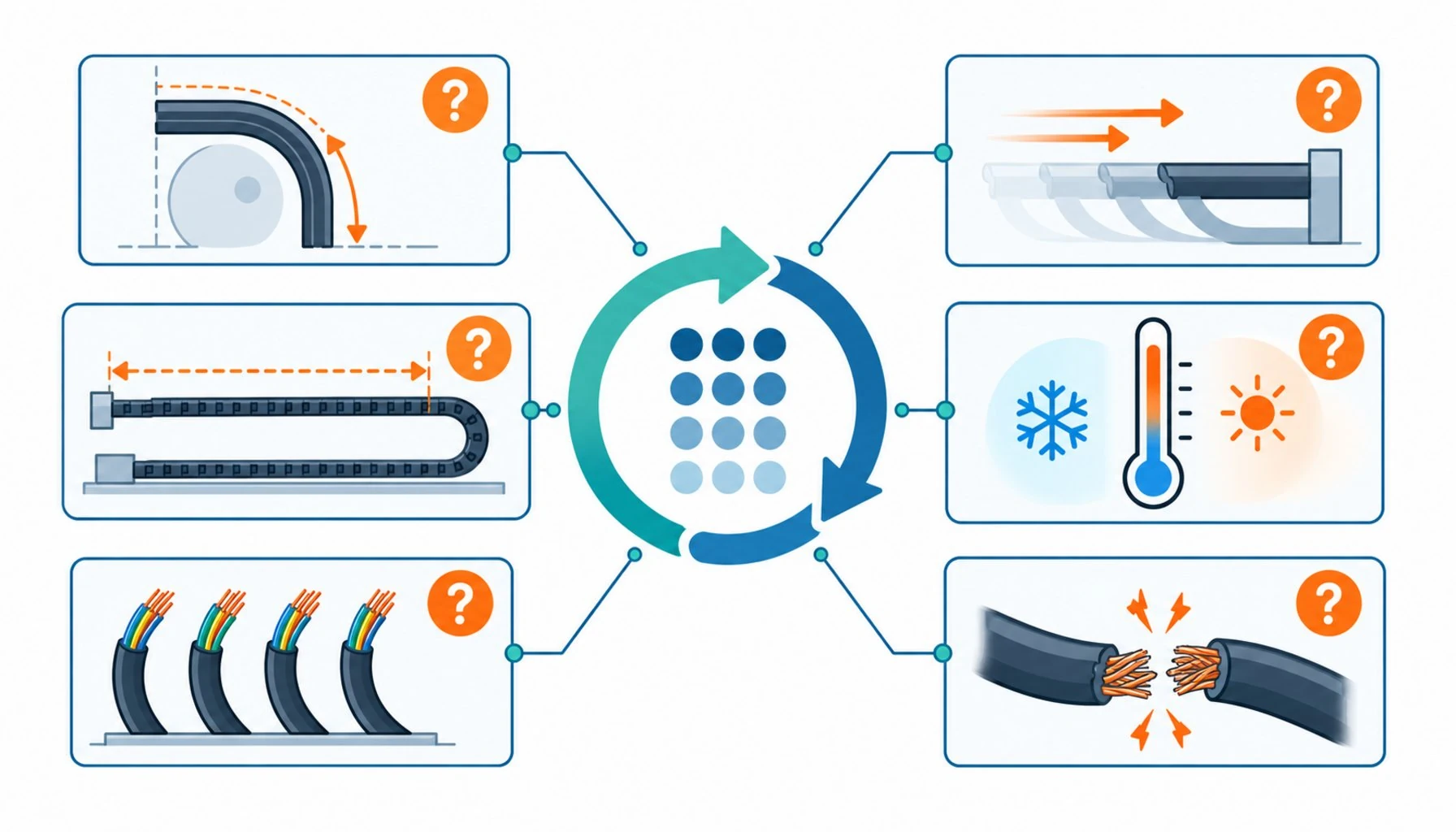 Flat infographic of a flex-life claim broken into radius, speed, travel, temperature, sample size and failure criterion parts